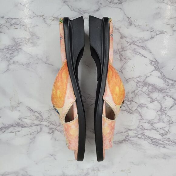 Icon Gustav Klimt Women Friends Leather Kitten Heel Sandals Wearable Art - Picture 8 of 11